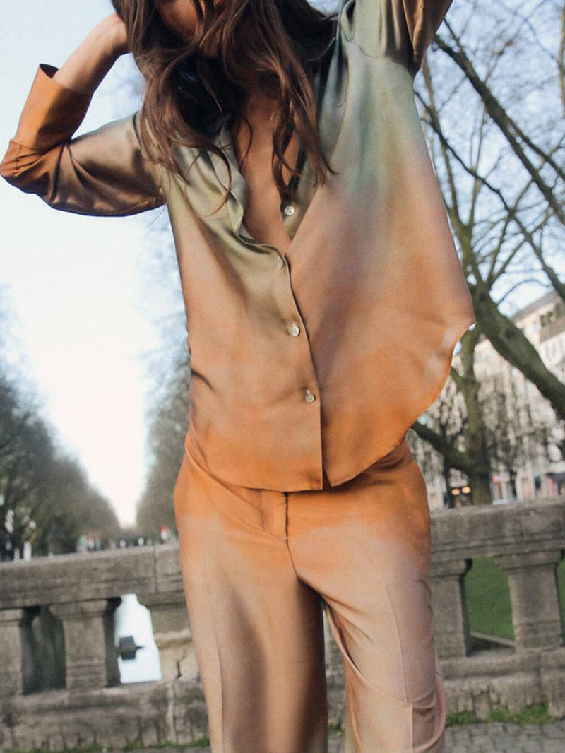 Exquisite Tie-dye Gradient Print Loose Wide-leg Pants