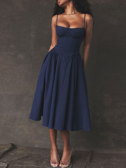 Midnight-elegance Strapless Midi Dress