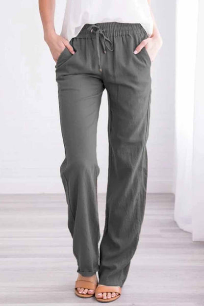 Pockets Drawstring Loose Fall Pants(6 Colors)