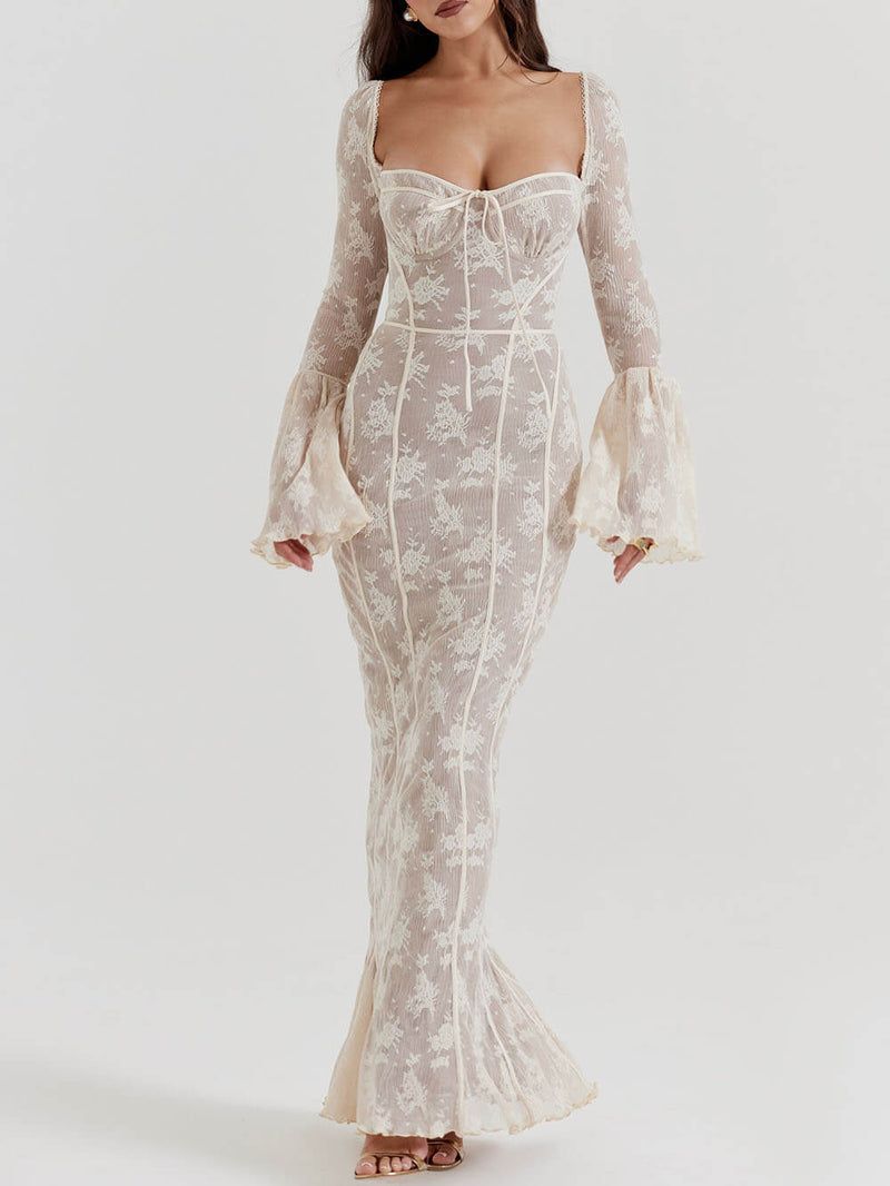Cream Lace Maxi Dress