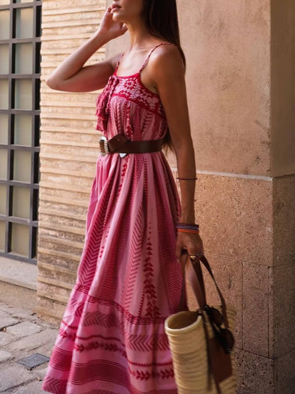Style Crochet Patchwork Knitted Slip Maxi Dress