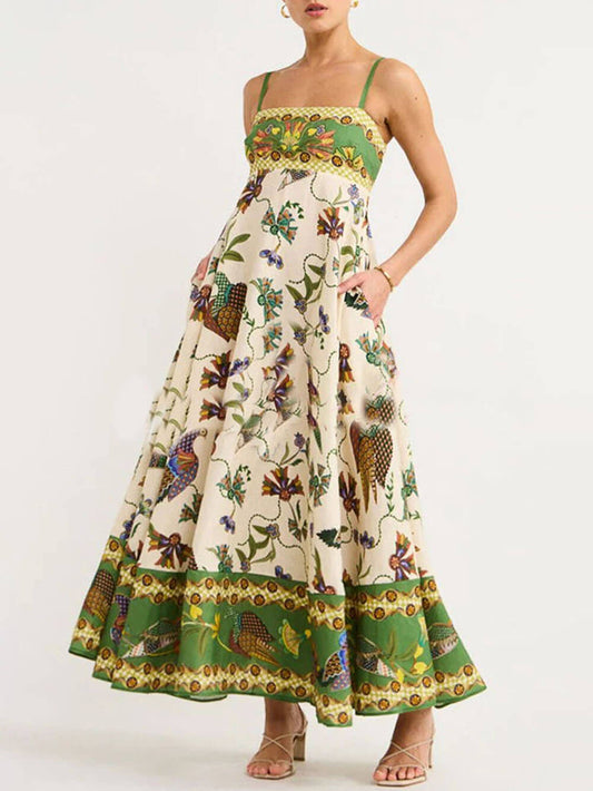 Tropical-sunshine Smocked Maxi Dress
