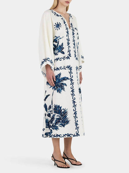 Hawaiian Print Sequined Oversized Loose Midi Dress