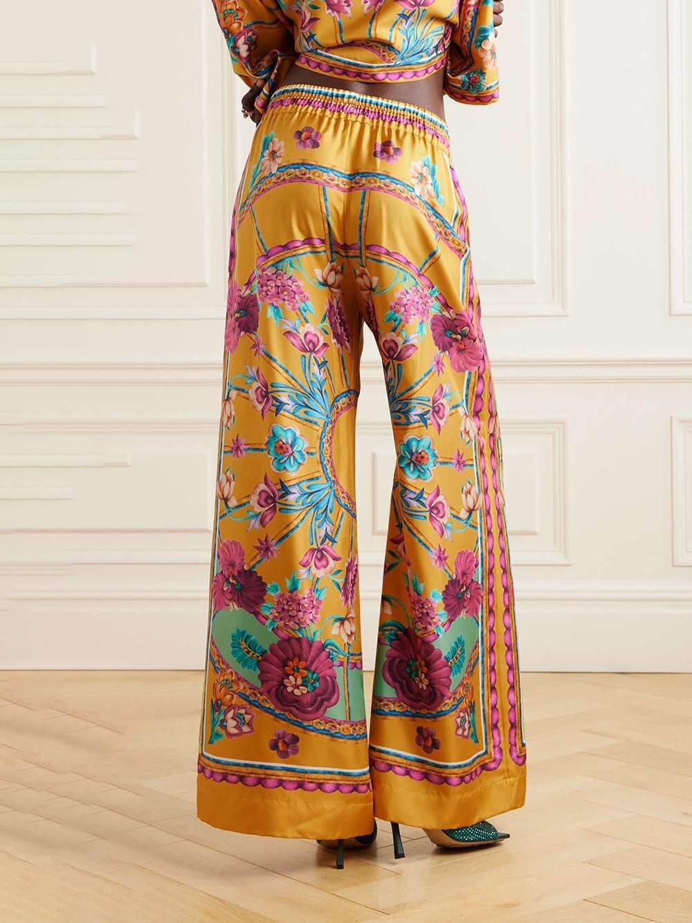 Sunset Cropped Unique Printed Loose Wide-leg Pants