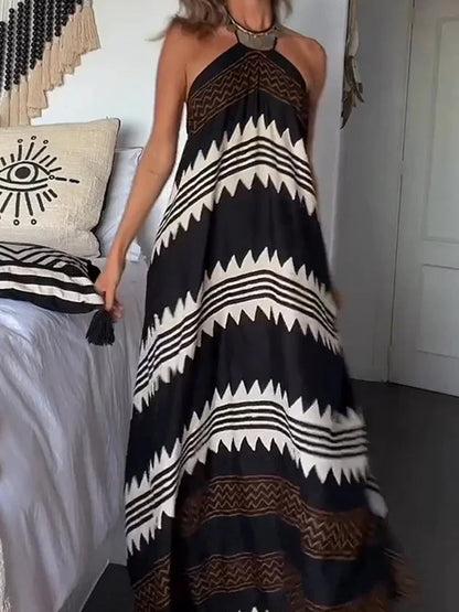 Savannah - Print Halter Neck Maxi Dress