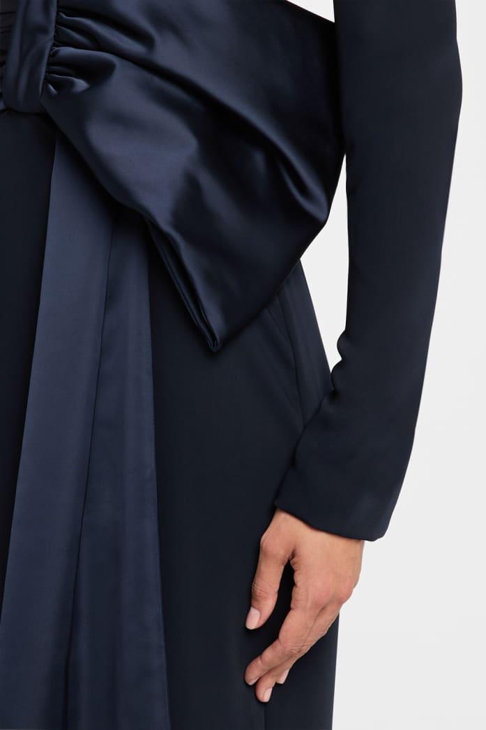 Bow Long Sleeve Off-shoulder Maxi Dress