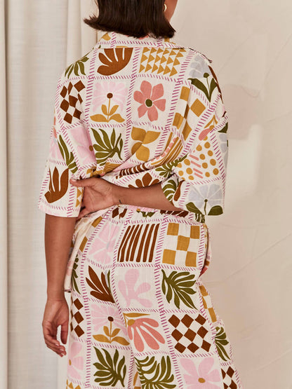 Sophisticated Loose-fitting Unique Printed Blouse