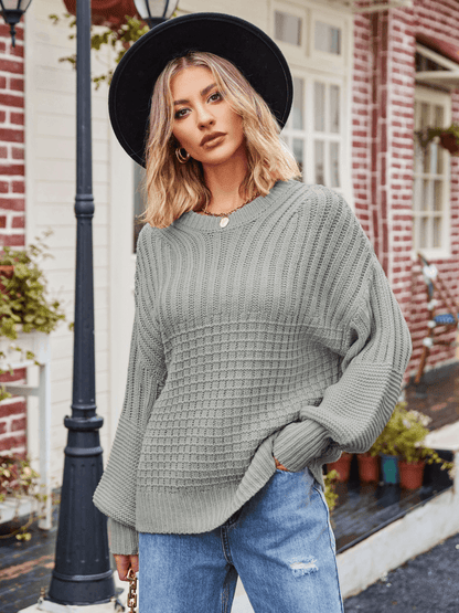 Tahoe Bound Waffle Knit Sweater - Grey