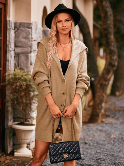 Crowley Relaxed Button Front Cardigan - Khaki