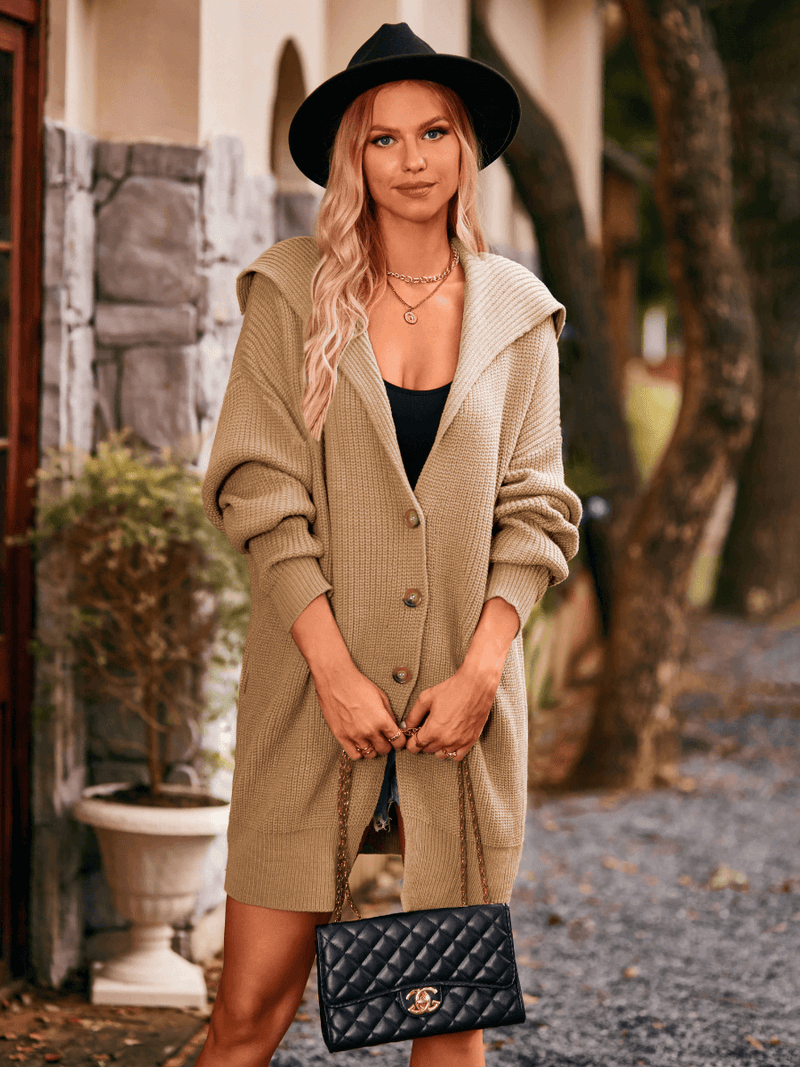 Crowley Relaxed Button Front Cardigan - Khaki