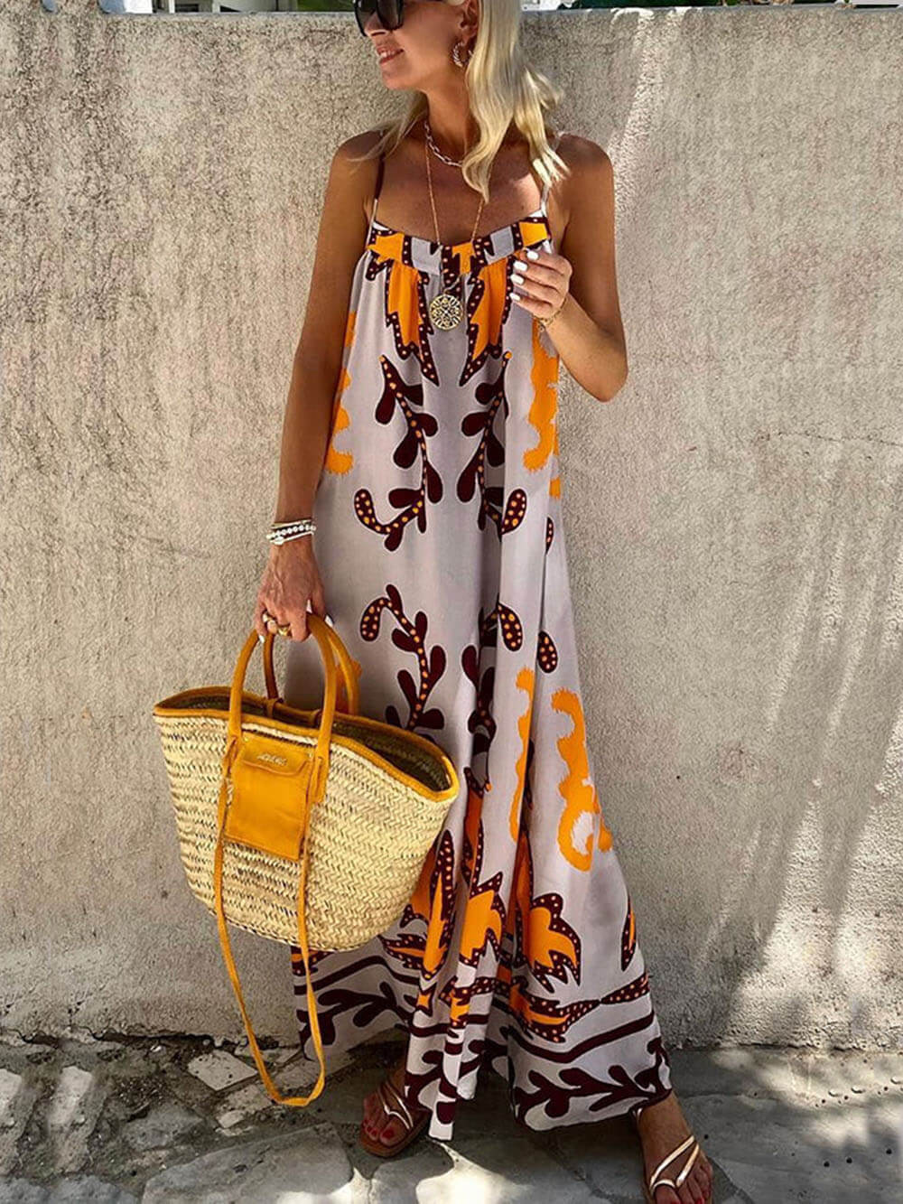 Artemis Delight - Print Spaghetti Strap Maxi Dress