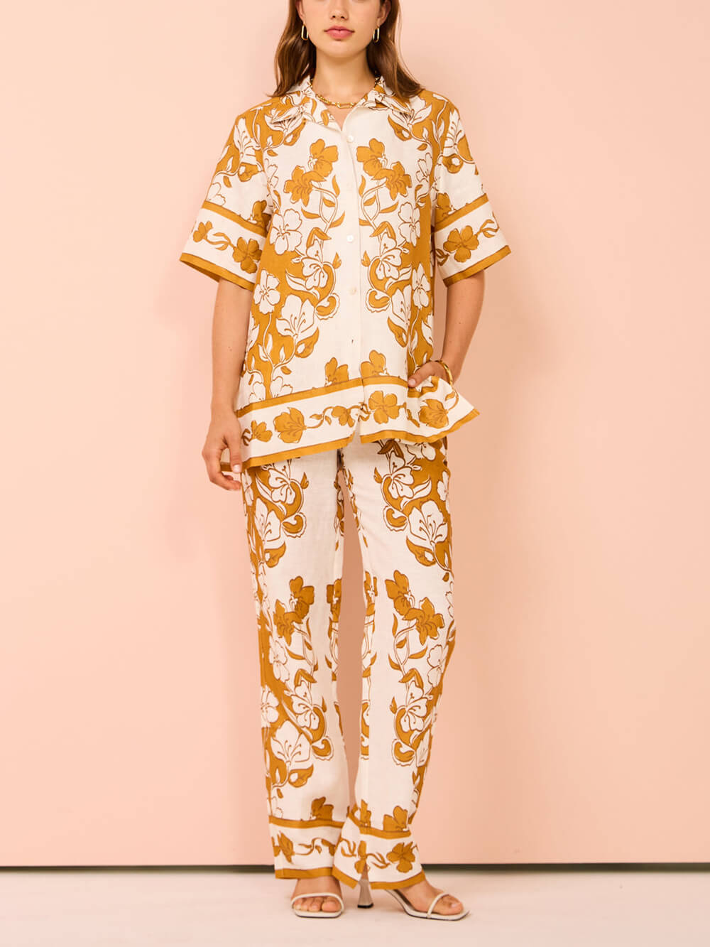 Print Short Sleeve Pants Set