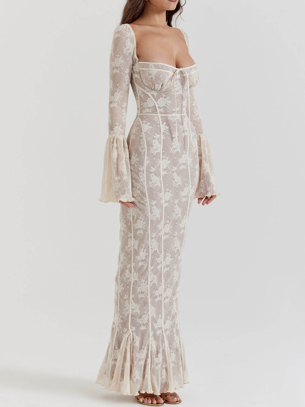 Cream Lace Maxi Dress