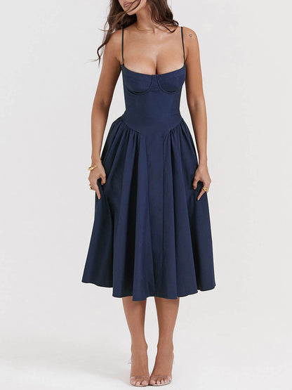 V-neck Strapless Midi Dress