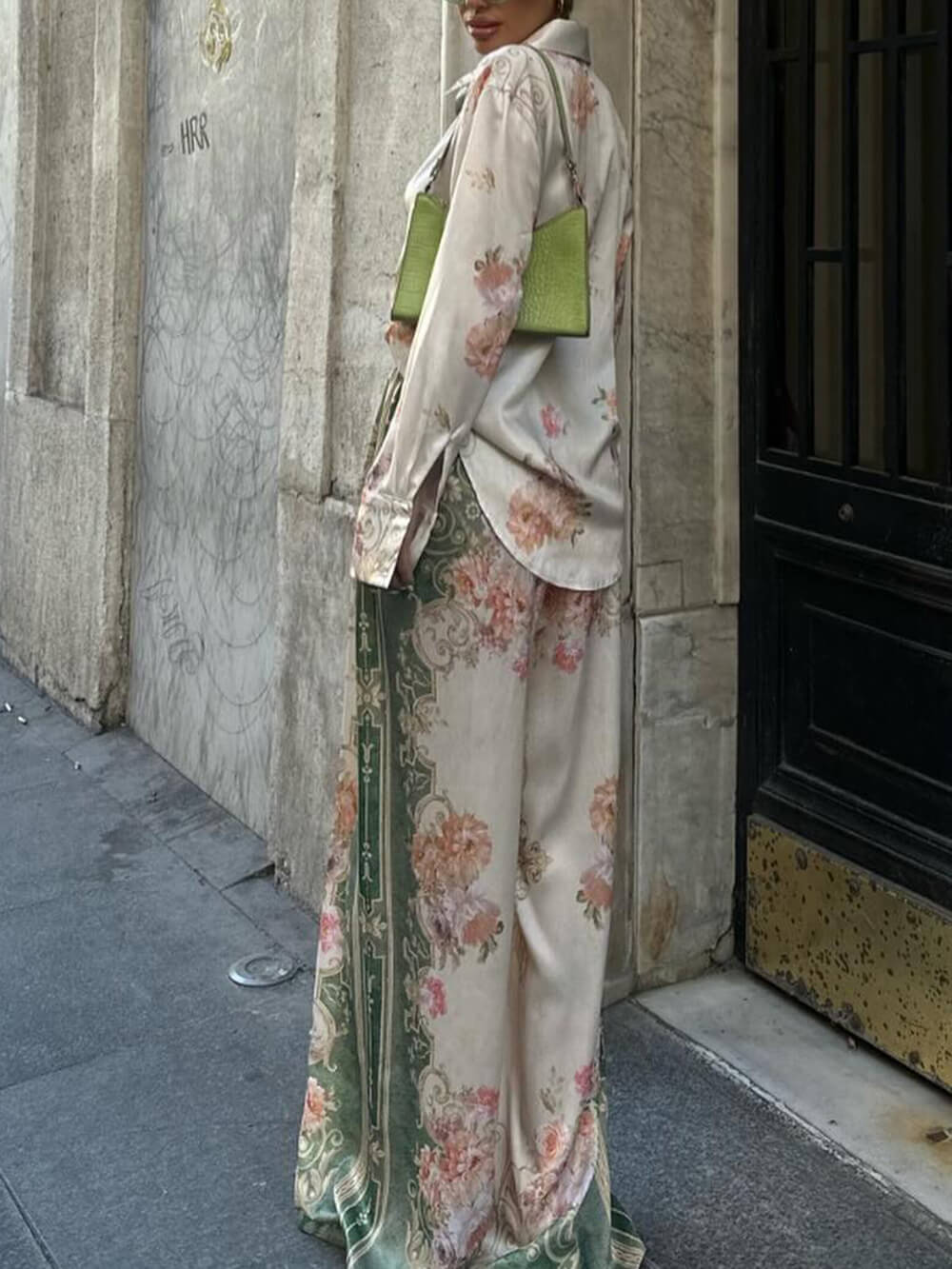 Unique Loose Printed Stretch Waist Wide Leg Pants