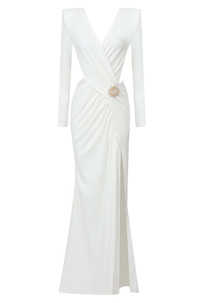 Martina V-neck Ruched Maxi Dress