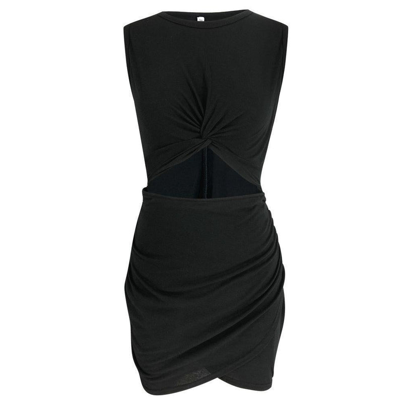 Hollow-out Sleeveless Hot Mini Dress(2 Colors)