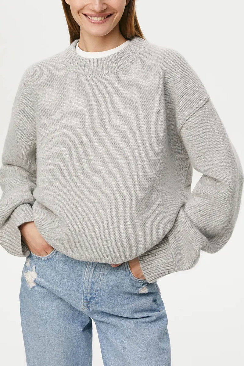 Round Neck Color Pullover Sweater