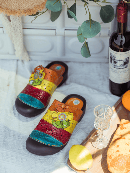 Soffia | Rainbow Streak Leather Sandal