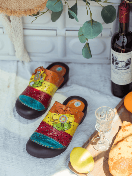 Soffia | Rainbow Streak Leather Sandal