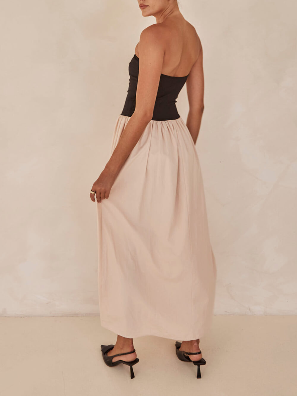 Strapless-backless Striped Maxi Dress