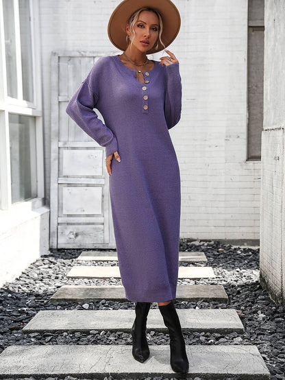 Massey Knit Midi Sweater Dress - Mauve