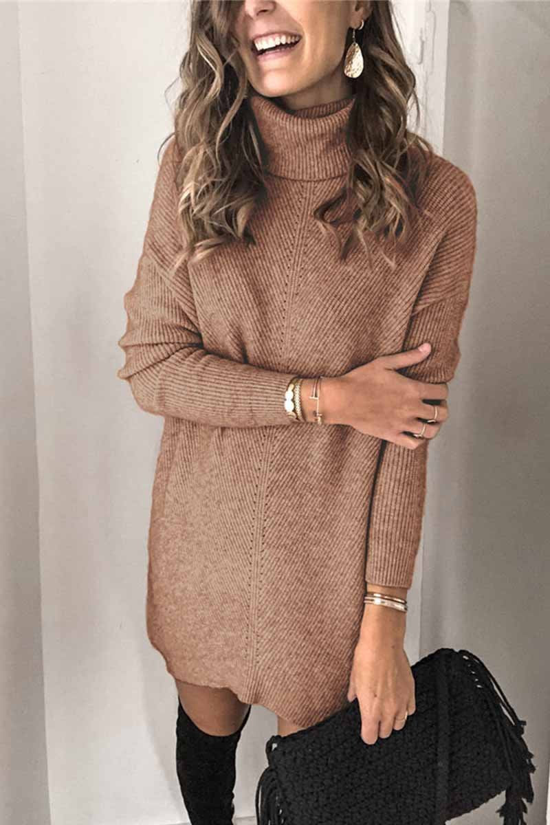 Turtleneck Mini Dress(2 Colors)