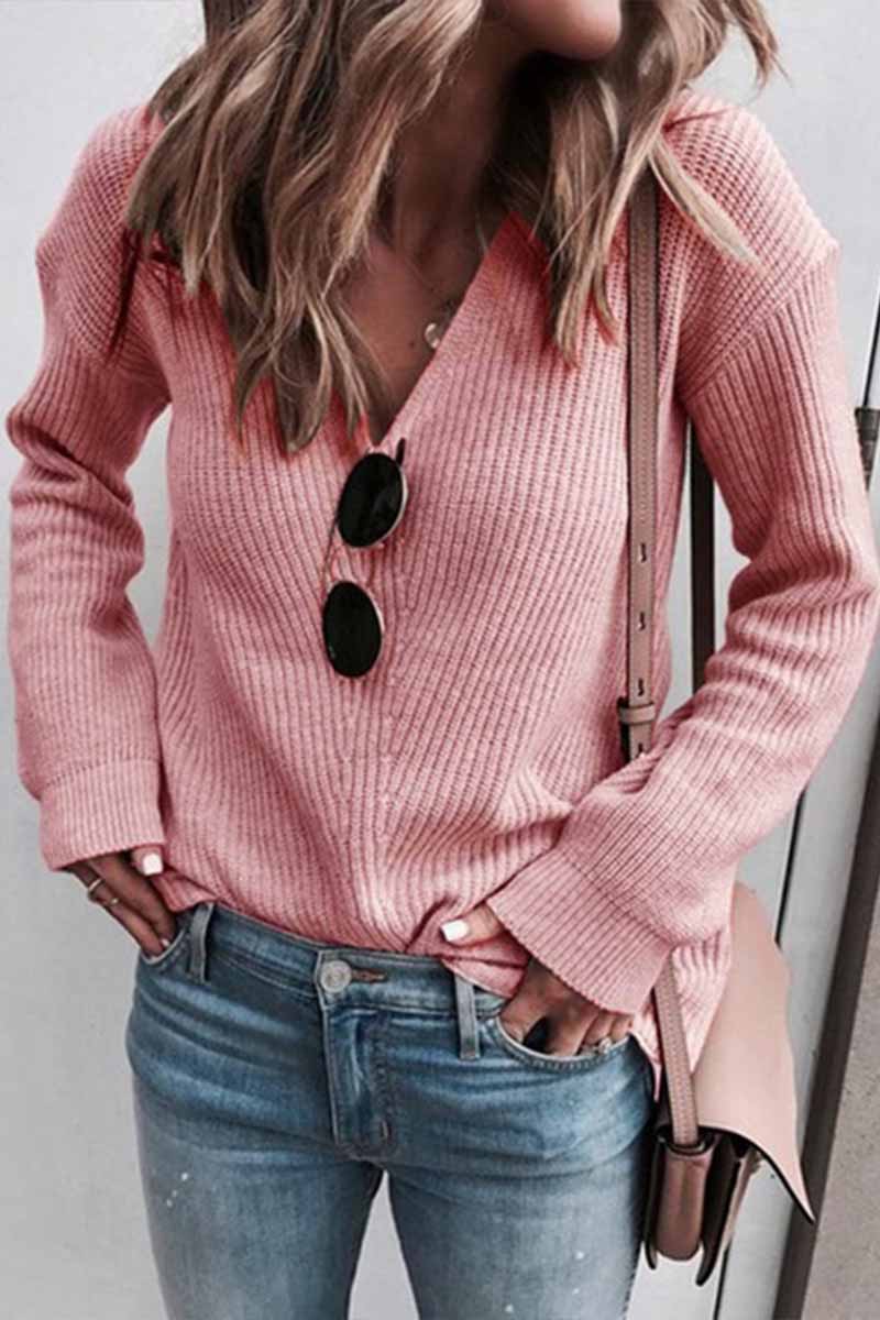 V-neck Knitted Sweater(5 Colors)