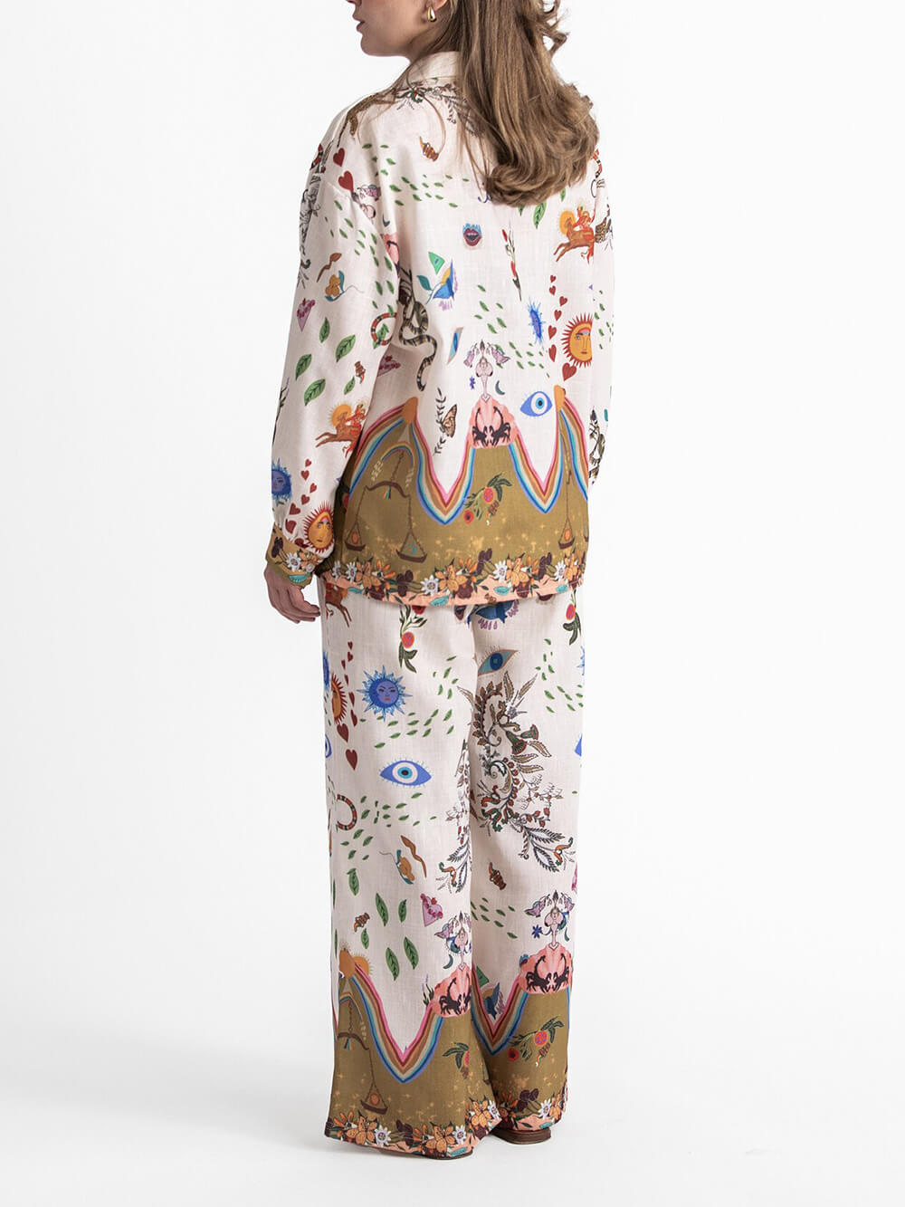 Featured Print Loose Oversized Pant Set