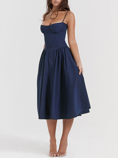 V-neck Strapless Midi Dress