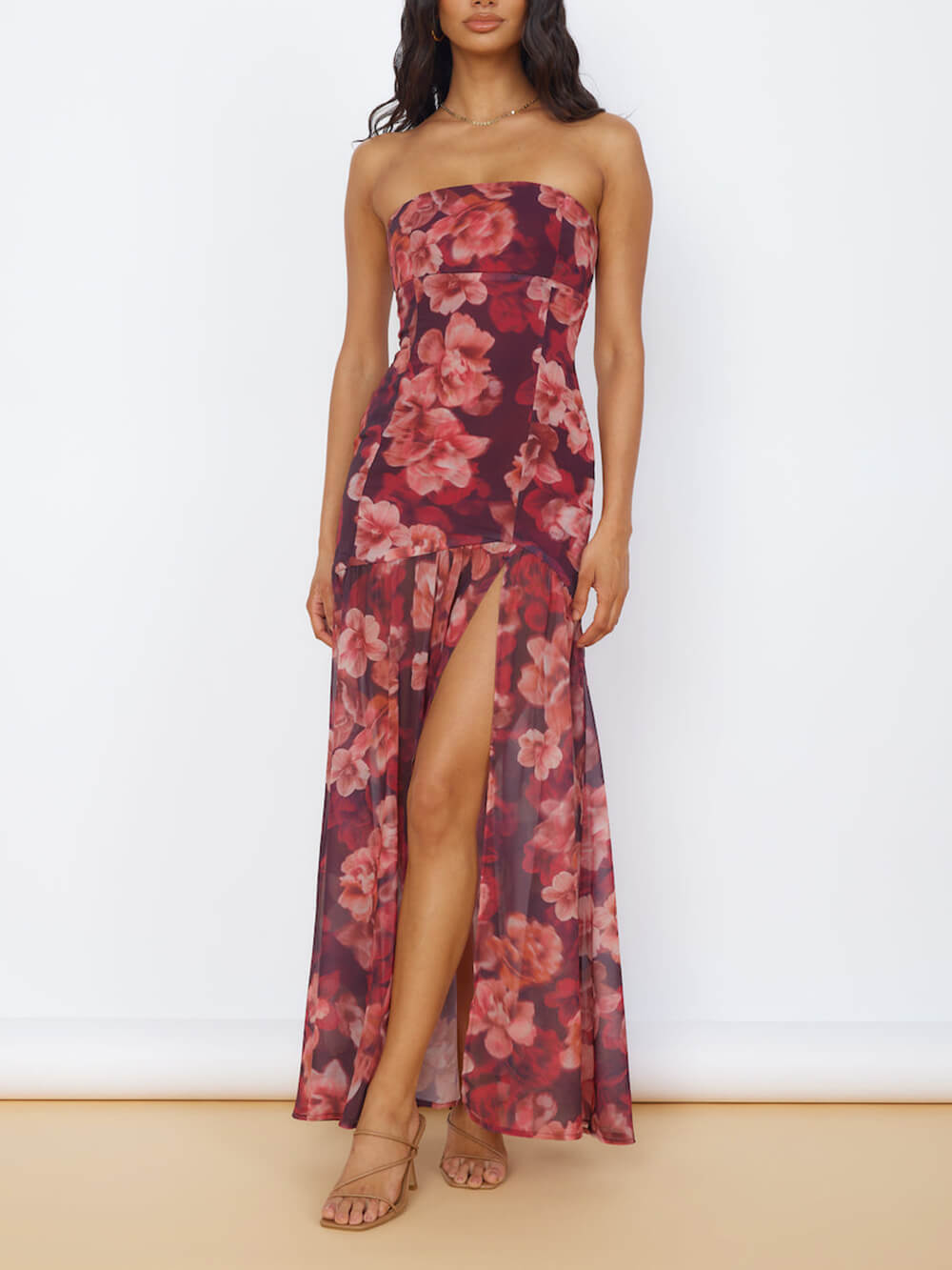 Bandeau Slit Maxi Dress