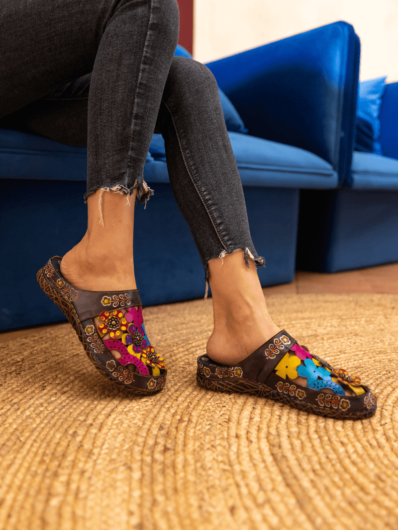 Soffia | Brickell Tropical Cut-out Leather Sandal
