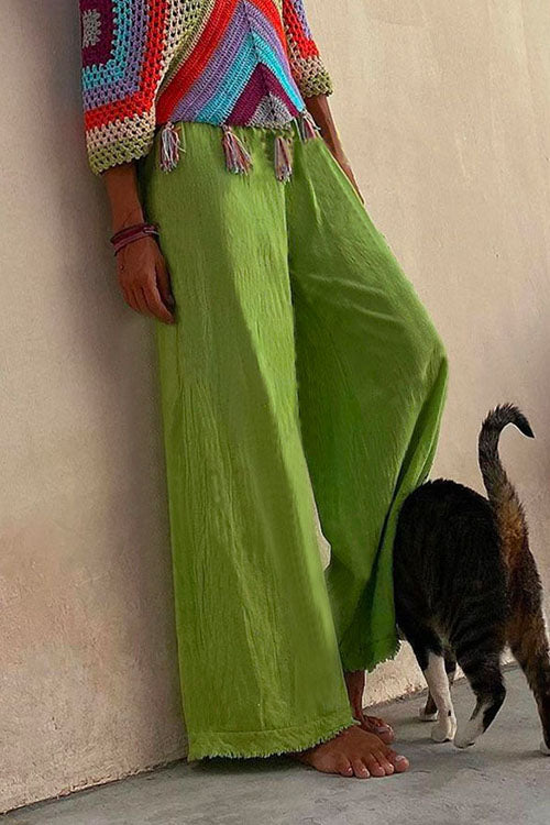 Moxidress Raw Hem Wide Leg Pants