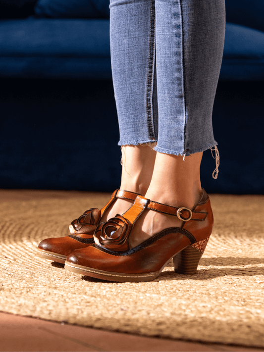 Soffia | Meet Me Under Rose Leather T-strap Sandal