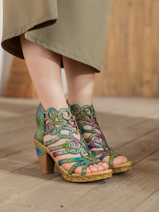 Soffia | Genuine Leather Swirl Strappy Sandal