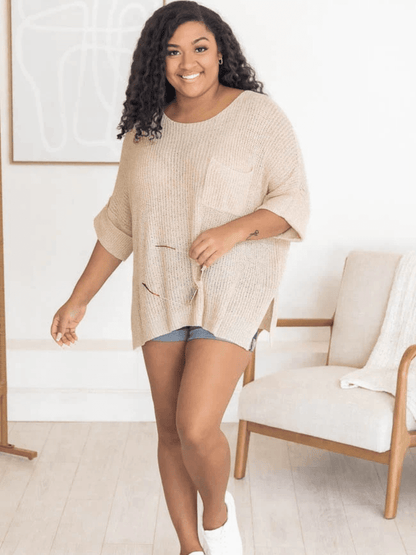 Demetra Ribbed Knit Sweater - Beige