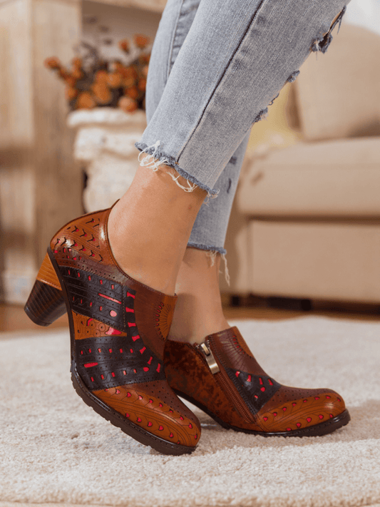 Soffia | Perforated Brown Leather Pump