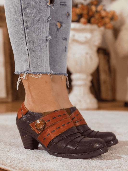Soffia | Ruched Brown Leather Pump