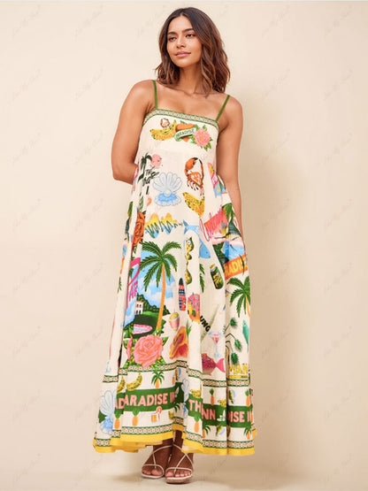 Paradise-vibes Smocked Back Maxi Dress