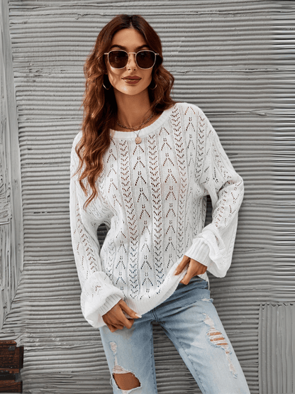 Amsterdam Perforated Knit Sweater - White
