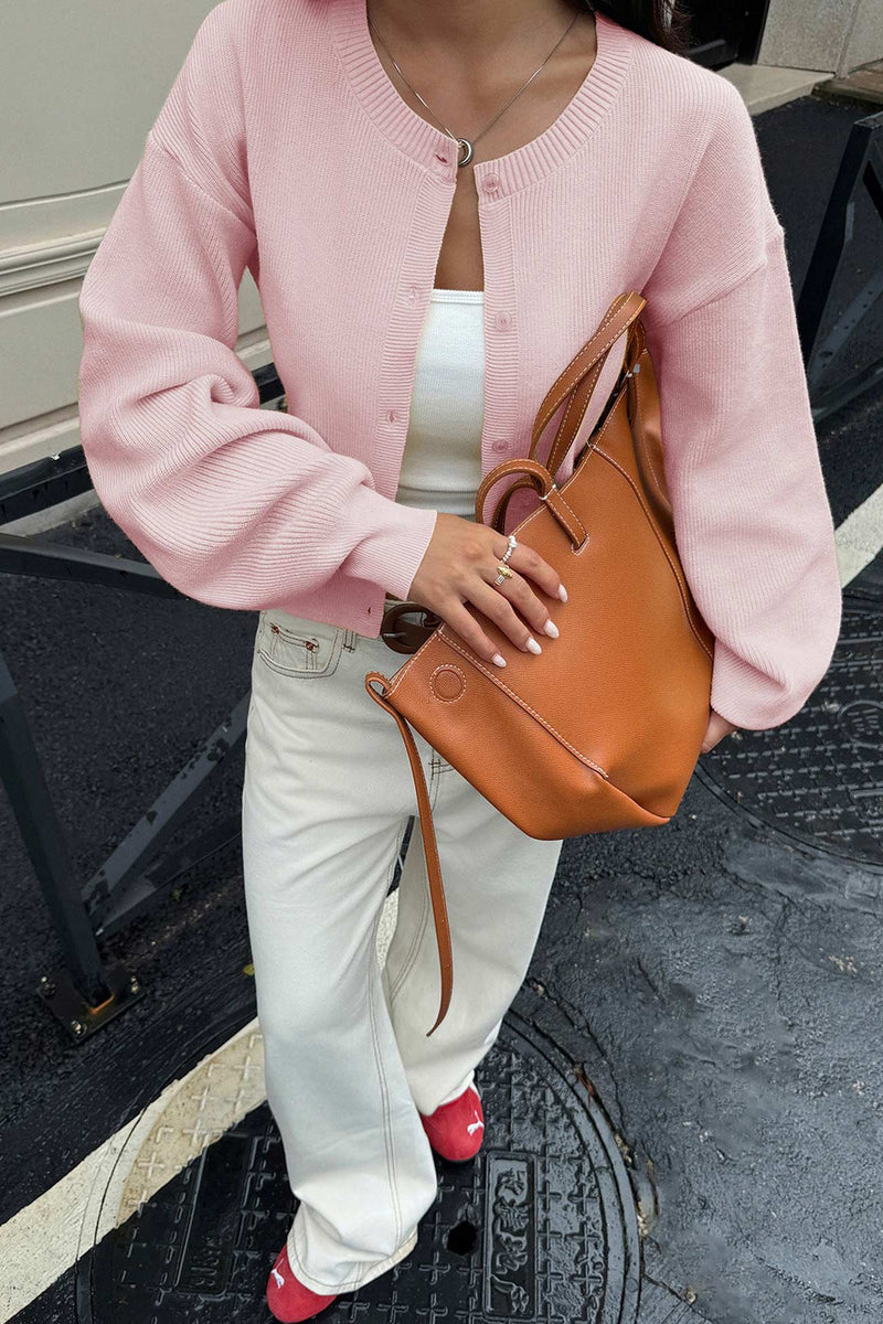 Candy Color Long Sleeve Knitted Cardigan