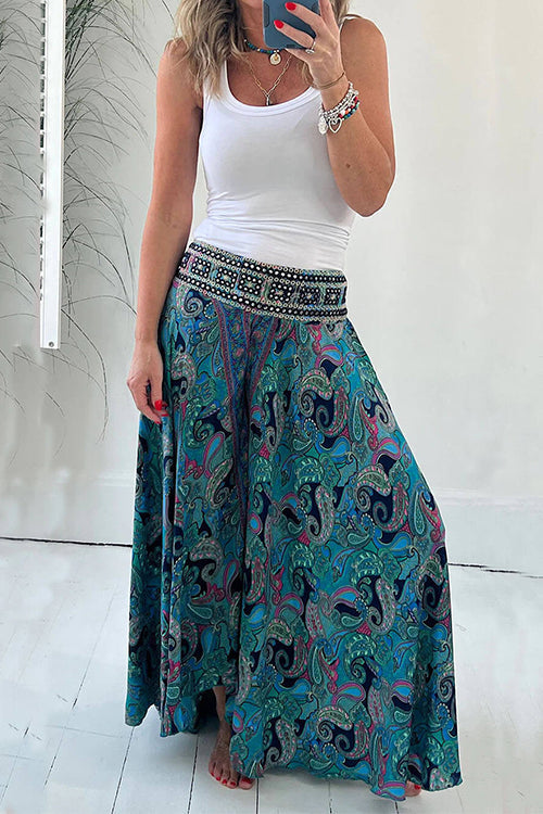 Elastic Waist Wide Leg Palazzo Printed Pants