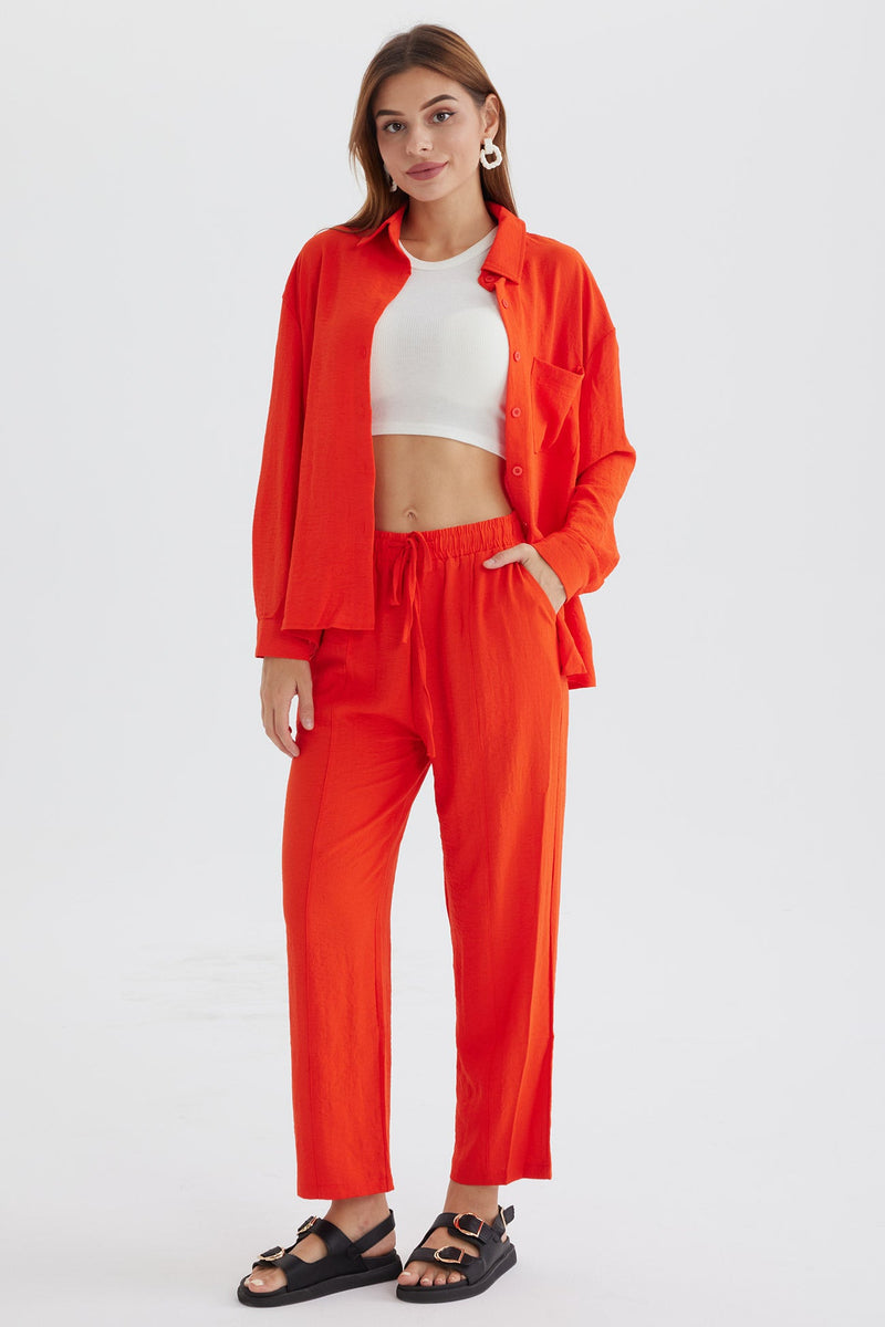 Long Sleeve Color Shirt Long Pants Set