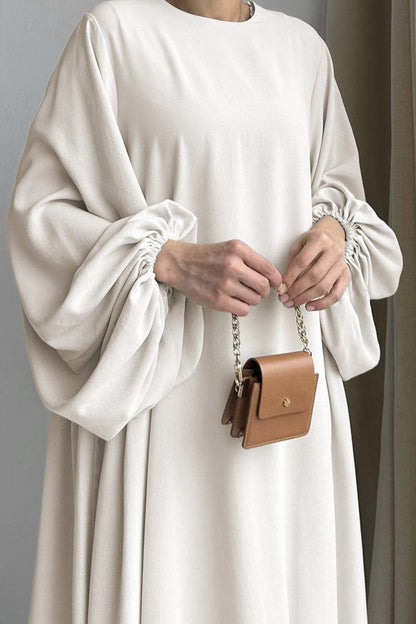 Puff Sleeve Color Maxi Dress