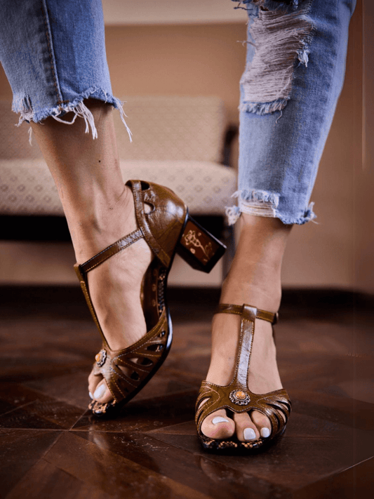 Soffia | Romancing You Crack T-strap Pump