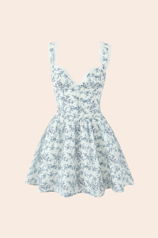 Printed Sweetheart Mini Dress