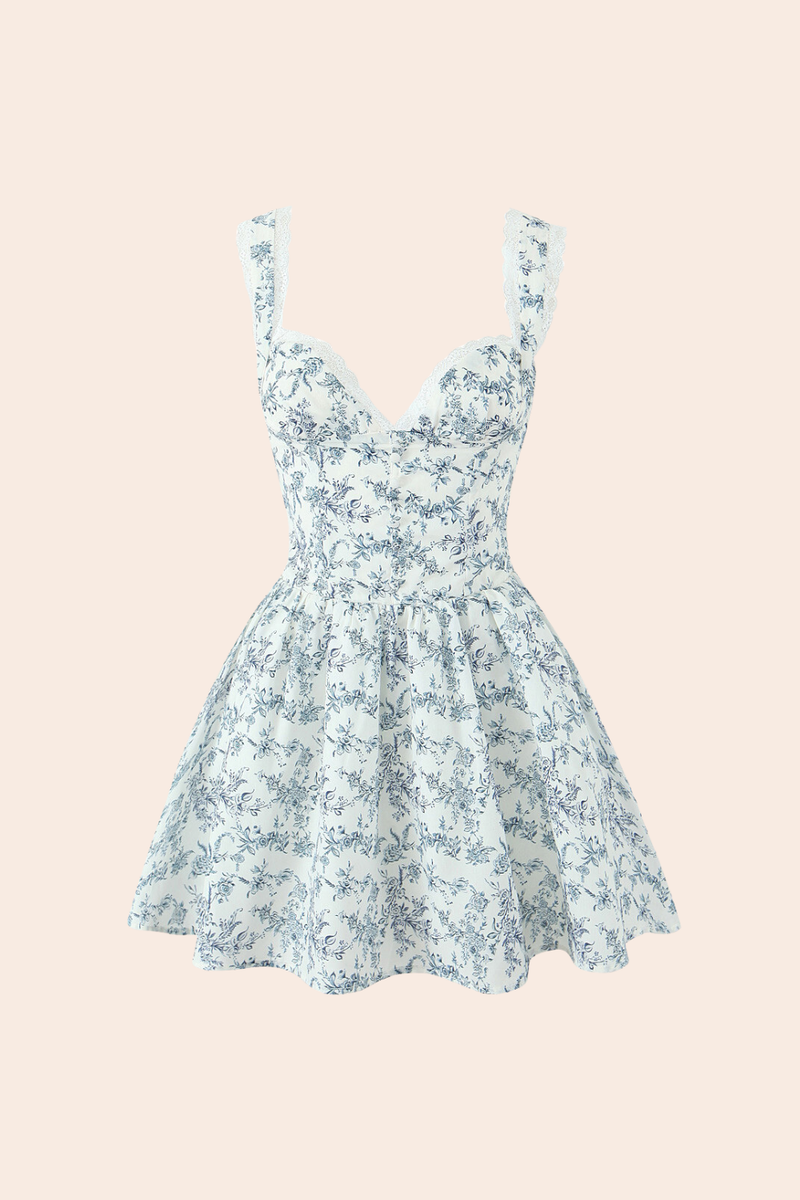 Printed Sweetheart Mini Dress
