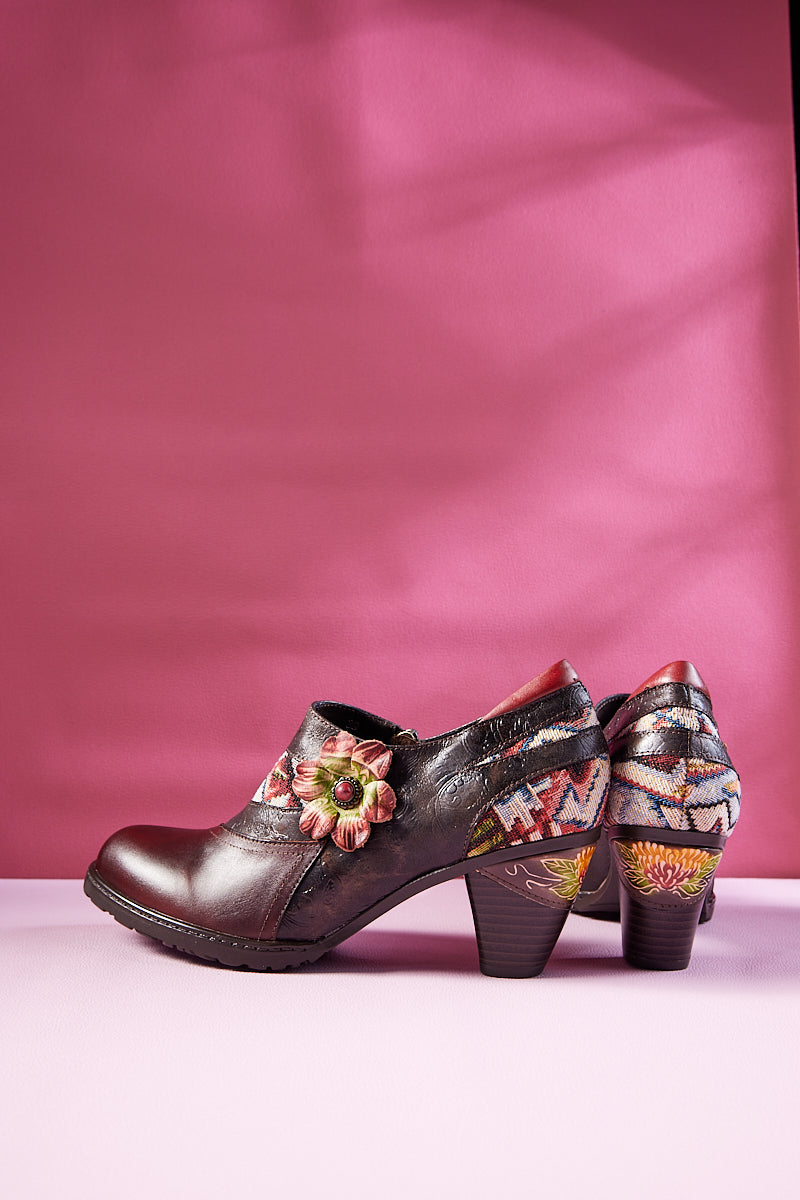 Soffia | Daisy Day Embossed Leather Pump