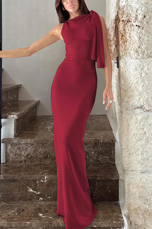 Sleeveless Tie Shoulder Bodycon Maxi Dress