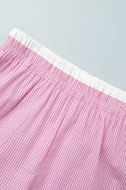 Plaid Blouse Cotton Two-piece Outfit